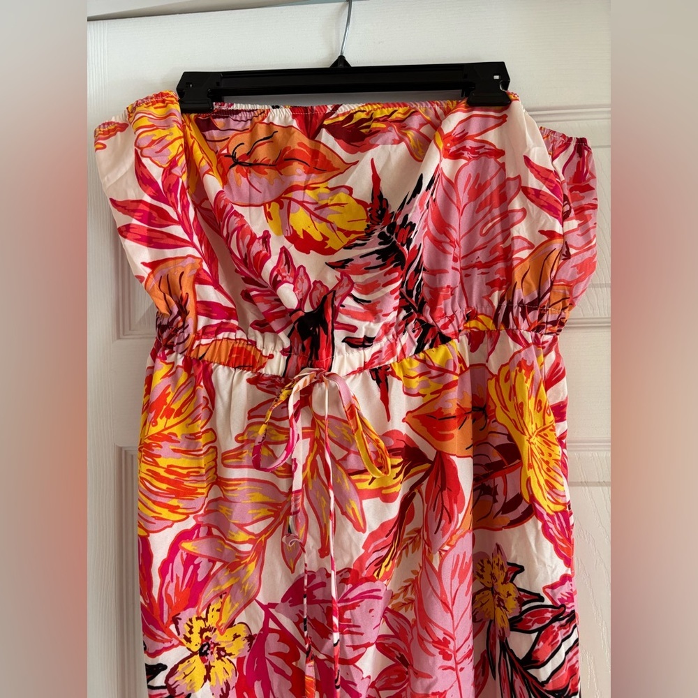 NWT CUPSHE Tropical Floral Strapless Maxi Dress, Size XL - Picture 4 of 6